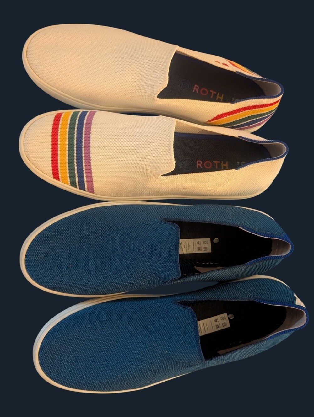 2 Pairs Women's Rothy's Sneakers Size 11 Retire Pride Rainbow And Teal Retired